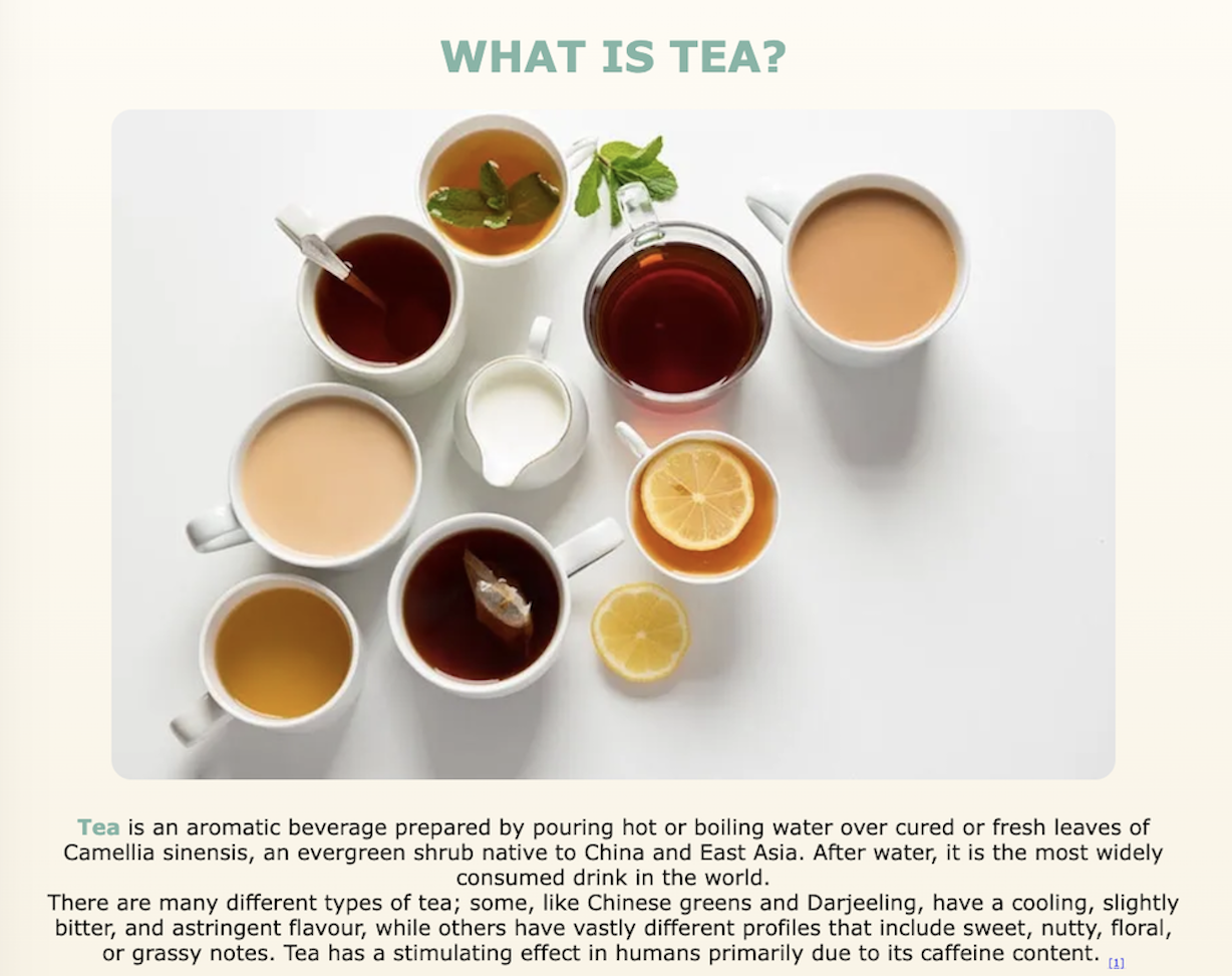 Image of Tea Landing Page